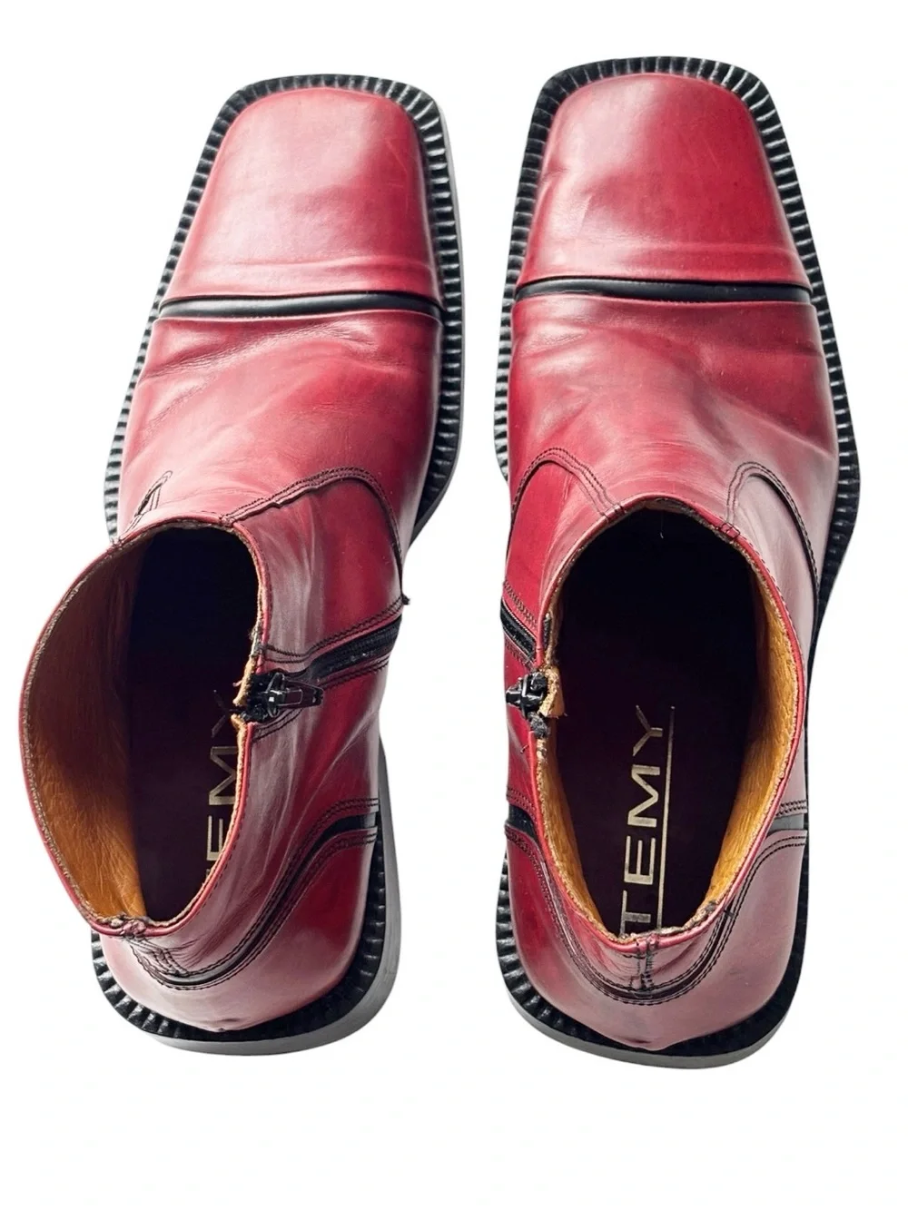 TEMY Vintage Italian Men’s Leather Burgundy/Red Ankle Boot with side zip | EU 42